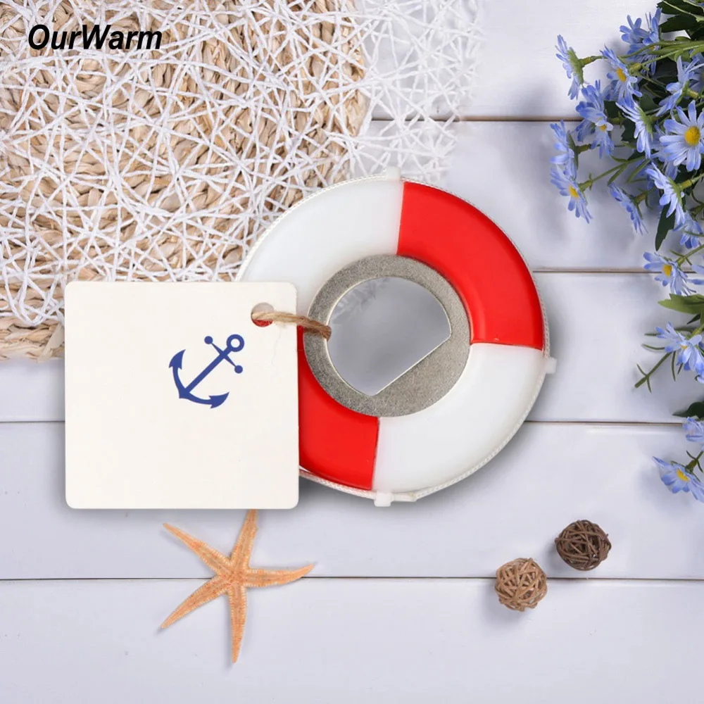

OurWarm Nautical Baby Souvenirs Wedding Favors and Gifts 50pcs Lifesaver Bottle Opener +Tags+Rope Party Favors for Kids Birthday