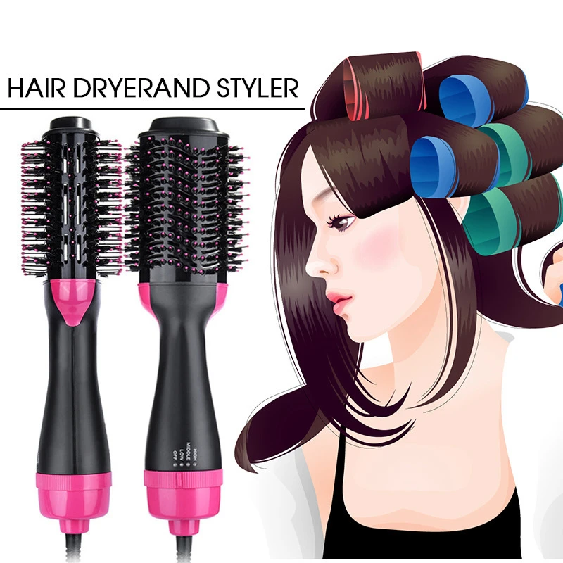 

One Step Dry/Wet Two Using Hair Dryer Brush Electric Heating Comb Hair Straightener Curler Professional Salon Dropshipping#