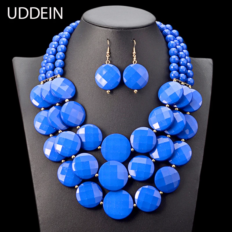 

UDDEIN Nigerian wedding Indian Jewelry Set Multi layer Beads Necklace Women Bohemian Statement Chokers African Beads Jewelry