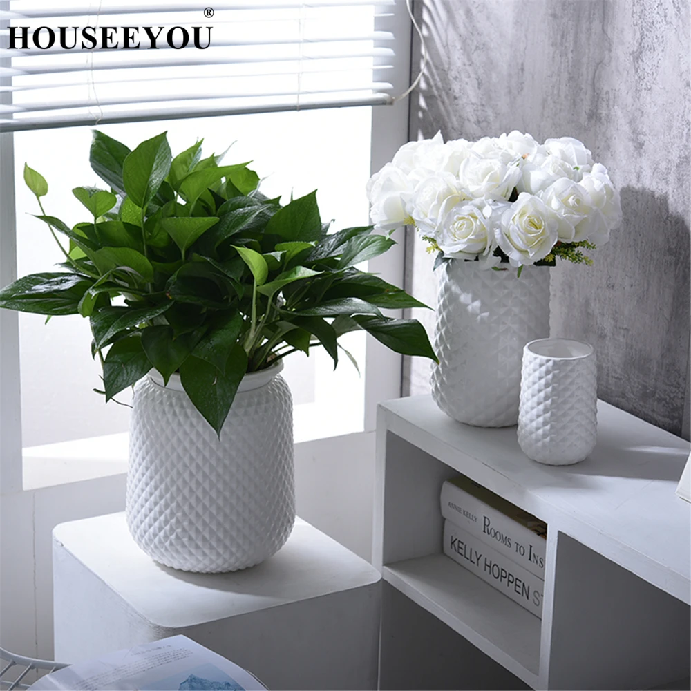 

Nordic Simple Ceramic Vase Flower Vases Home Decoration Plants Flowerpot Modern Fashion Ceramic Flower Pot for Home Wedding