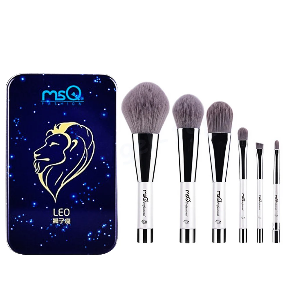 6 Pcs Makeup Kosmetik Serat Arang Bambu Brush Blush Powder Foundation Eye Shadow Alis Bibir Alis Mata Kit dengan Besi Case Leo-Internasional