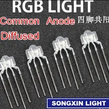 50 шт, толщина 3 мм, RGB led рассеянный 4-контактный многоцветный dip светодиодная лампа 2,6*3,5*6,5 мм общий анод полноцветный светодиодный светильник диод для клавиатуры
