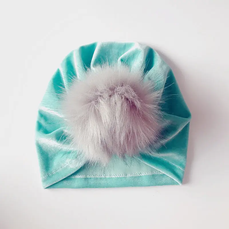 Новинка, стильная бархатная шапка-чалма для новорожденных мальчиков и девочек, зимняя шапка, 11 цветов - Цвет: G