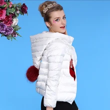 New Fashion Short Duck Down Winter Jacket Women 2016 Red Fox Printed Fur Hooded Parka For Women Winter Female Warm Outwear