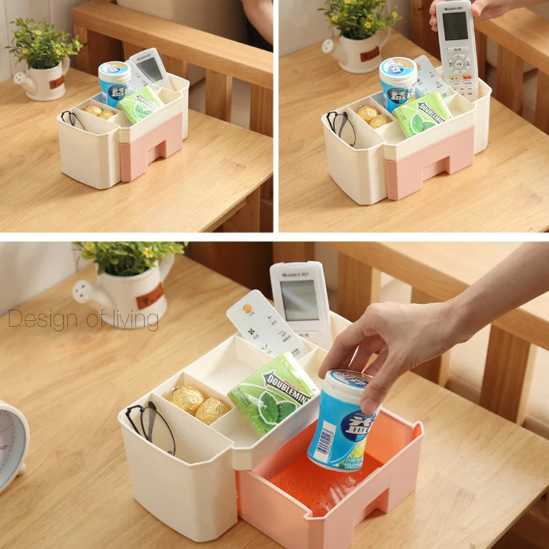 Plastic Makeup Storage Box Cosmetic Organizer Drawer Home Office Desk Storage Case Brush Pen Holder