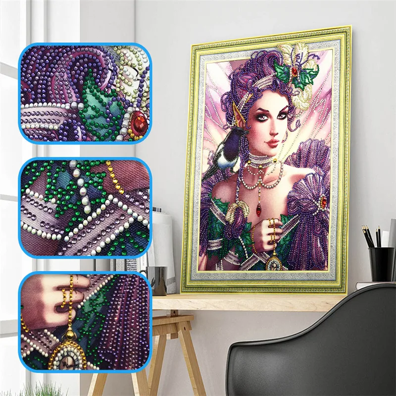 

Special shape diamond embroidery modern beauty DIY 5D partial cross stitch drill set crystal diamond painting 40X50CM