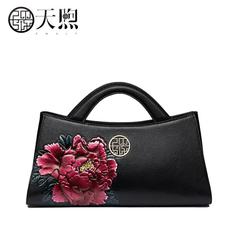 

Pmsix original art Chinese wind original design Shoulder bag autumn and winter package embossed leather rub color handbag