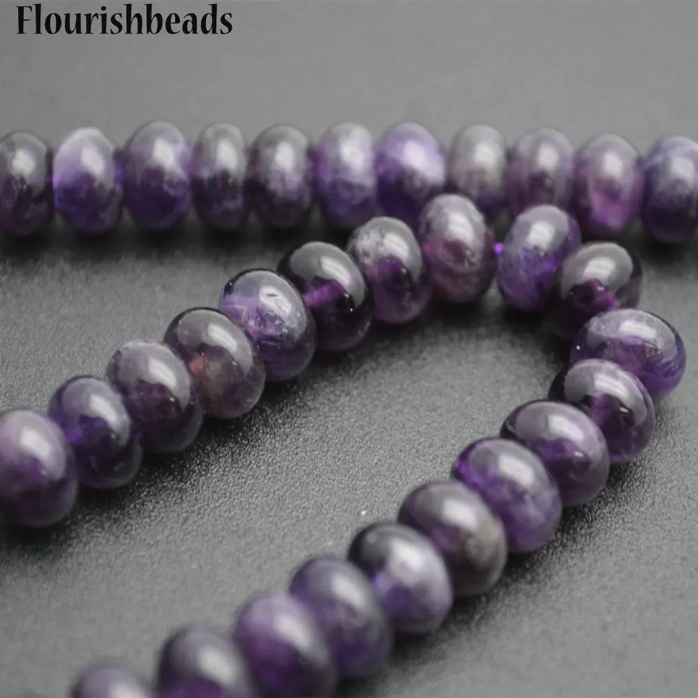 Wholesale High Quality Natural Amethyst 5x8mm Rondelle Shape Stone Spacer Loose Beads Jewelry Supplies | Украшения и аксессуары