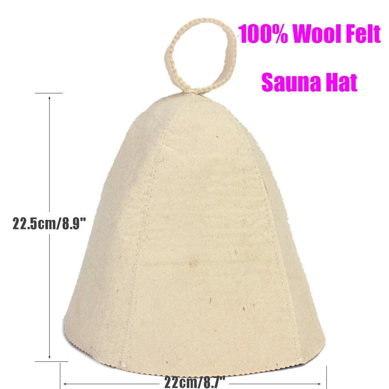 JX-LCLYL Classic Soft Wool Felt Sauna Steam Hat Bath Supply Cap Diameter 22cm House White