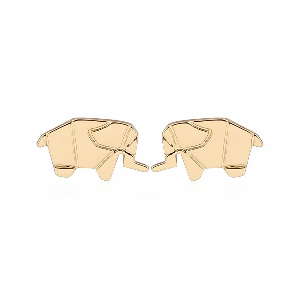 2017 New Origami elephant earrings for women Small Animal stud earrings brincos