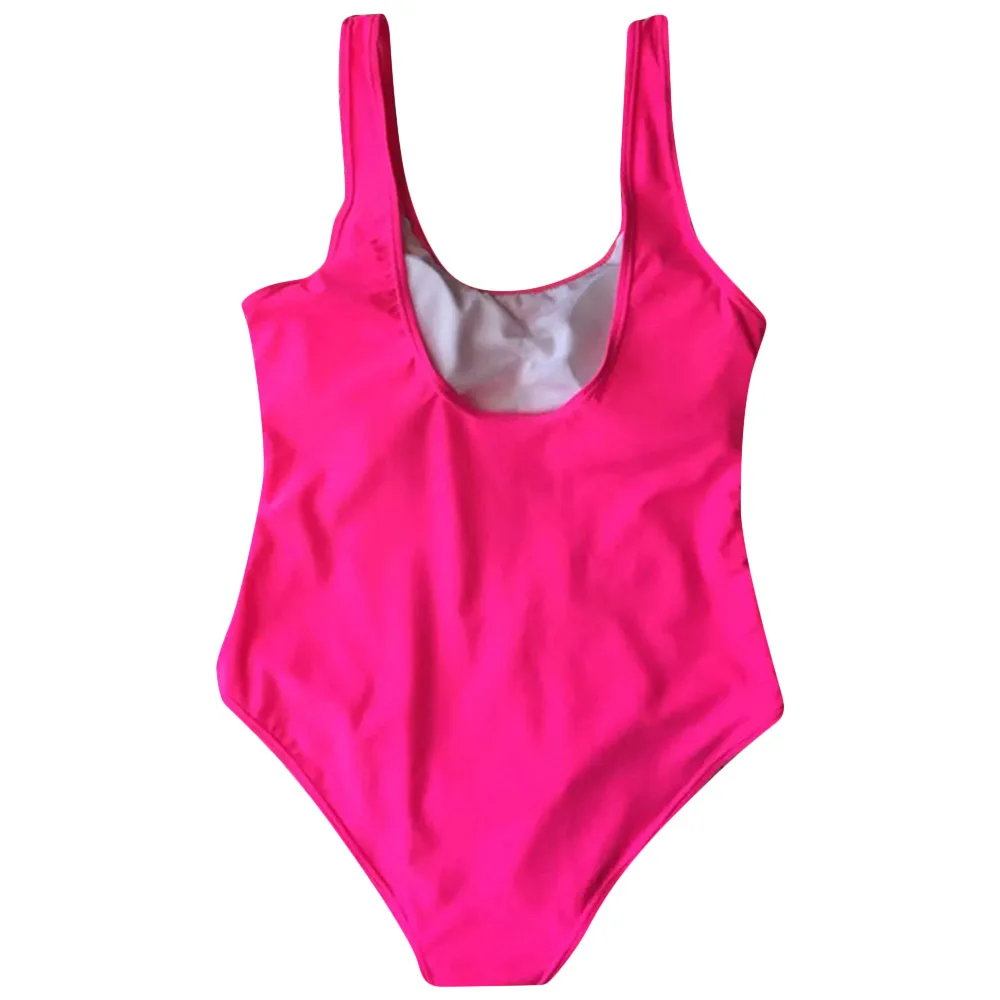 Сексуальный цельный купальник для девочек, купальник с розовыми буквами, монокини, женская пляжная одежда, неоновые купальные костюмы для девушек