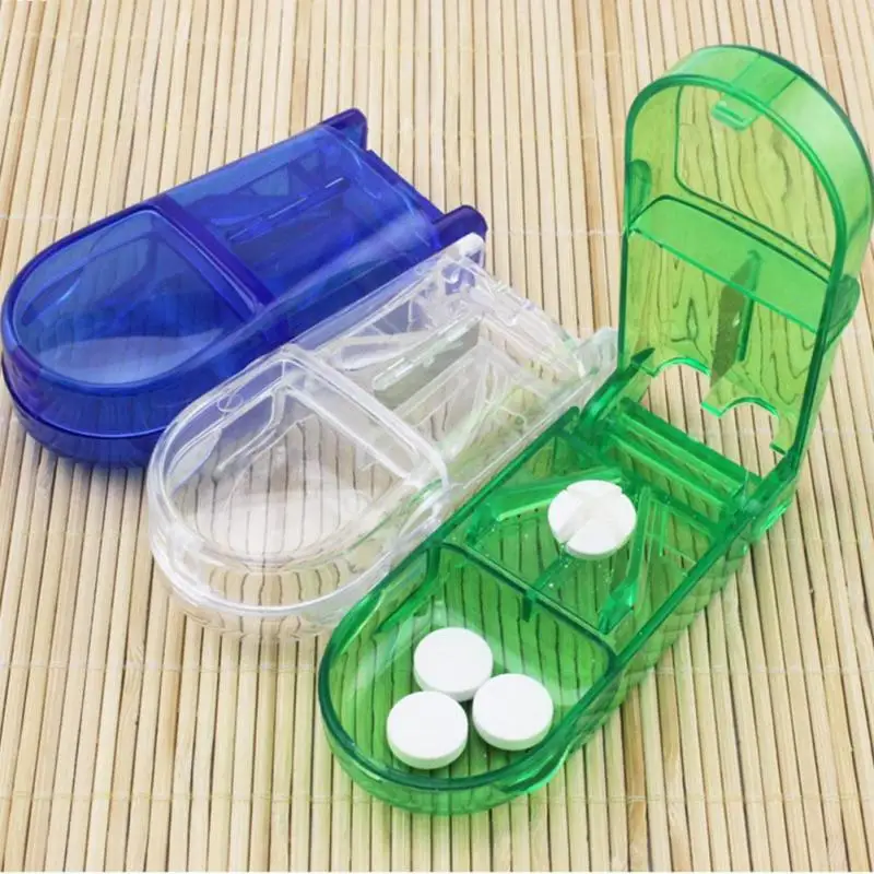 1 PC pill box Travel Folding Pill Splitter Case Vitamin Medicine Drug