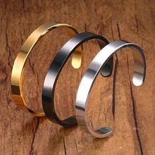 ФОТО gold bangles customized jewelry engraving stainless steel 6mm men engravable c cuff bracelet couple bangle for women hot sale