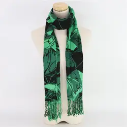 Jinjin. QC унисекс женский шарф зеленый и черный с узором отличное качество элегантный повседневное Женская мода стильный бренд