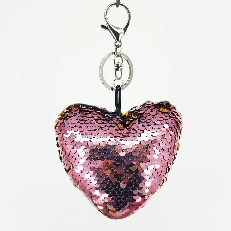 Buy Sequin Heart Keychain Glitter Pom Pom Key Chain