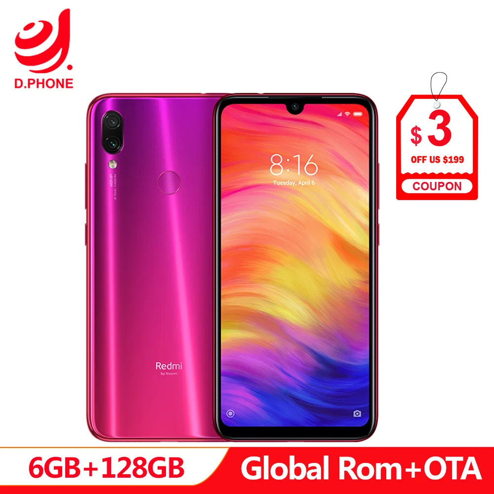 Oficial mundial Rom Xiaomi Redmi Note 7 Pro 6GB RAM 128GB Rom Octa Core procesador 48MP IMX586 4000 mAh Cámara Smartphone