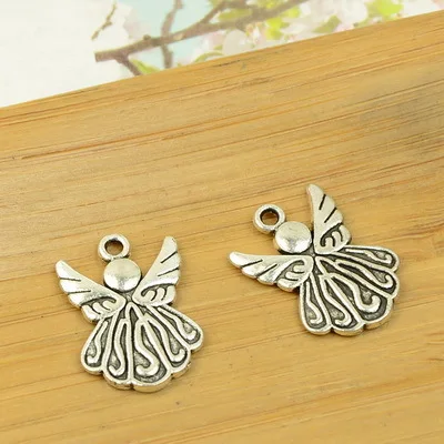 

free shipping 100pcs/lot A5594 antique silver angel shape alloy charm pendant fit jewelry making 21.3X14.8mm wholesale