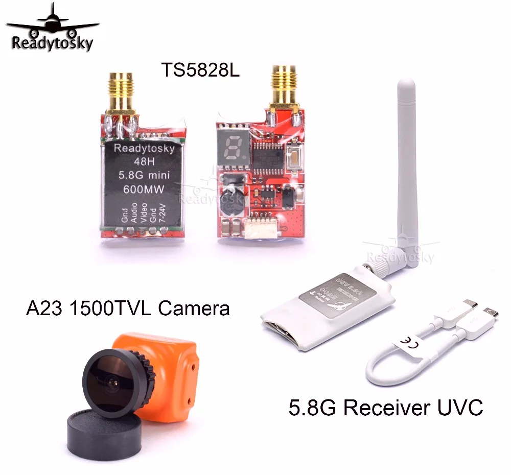 

Mini 5.8G FPV Receiver UVC Video Downlink OTG + TS5828L 48Ch 5.8G 600mw Transmitter + A23 1500TVL Camera for VR Android Phone