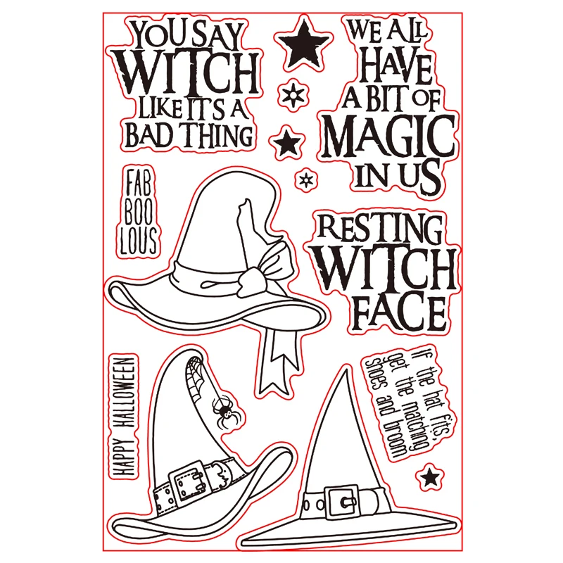 

2018 Magic Witch Hats Transparent Stamp Clear Stamps for DIY Scrapbooking Paper Cards Making Decorative Crafts Supplies 4x6 inch