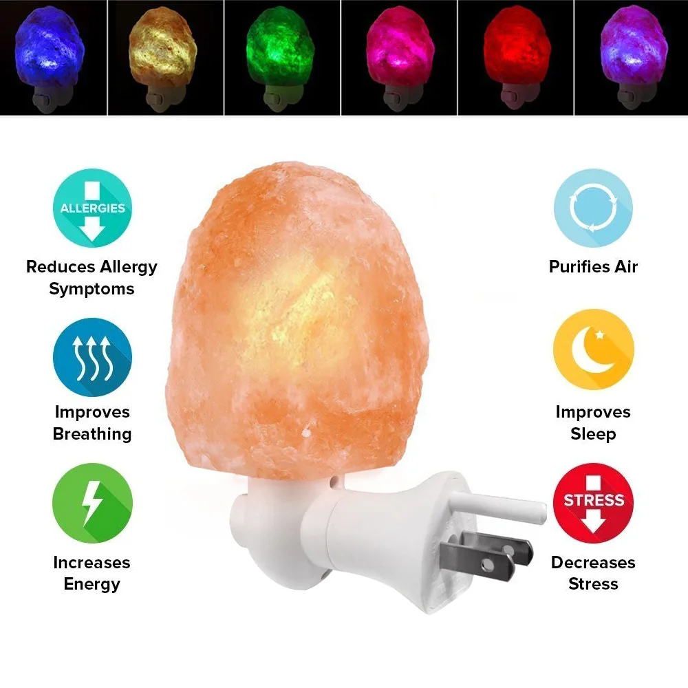 

Fashion Crystal Salt Lamp With Grounding Plug Rock Lamps Hand Carved Wall Hang Night Lights For Lighting Air Purifying JA55