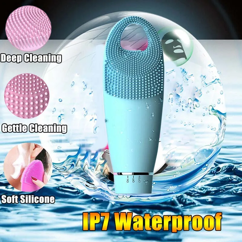 

Electric Vibration Facial Cleansing Brush Skin Remove Blackhead Pore Cleanser Waterproof Silicone Face Massager---MS