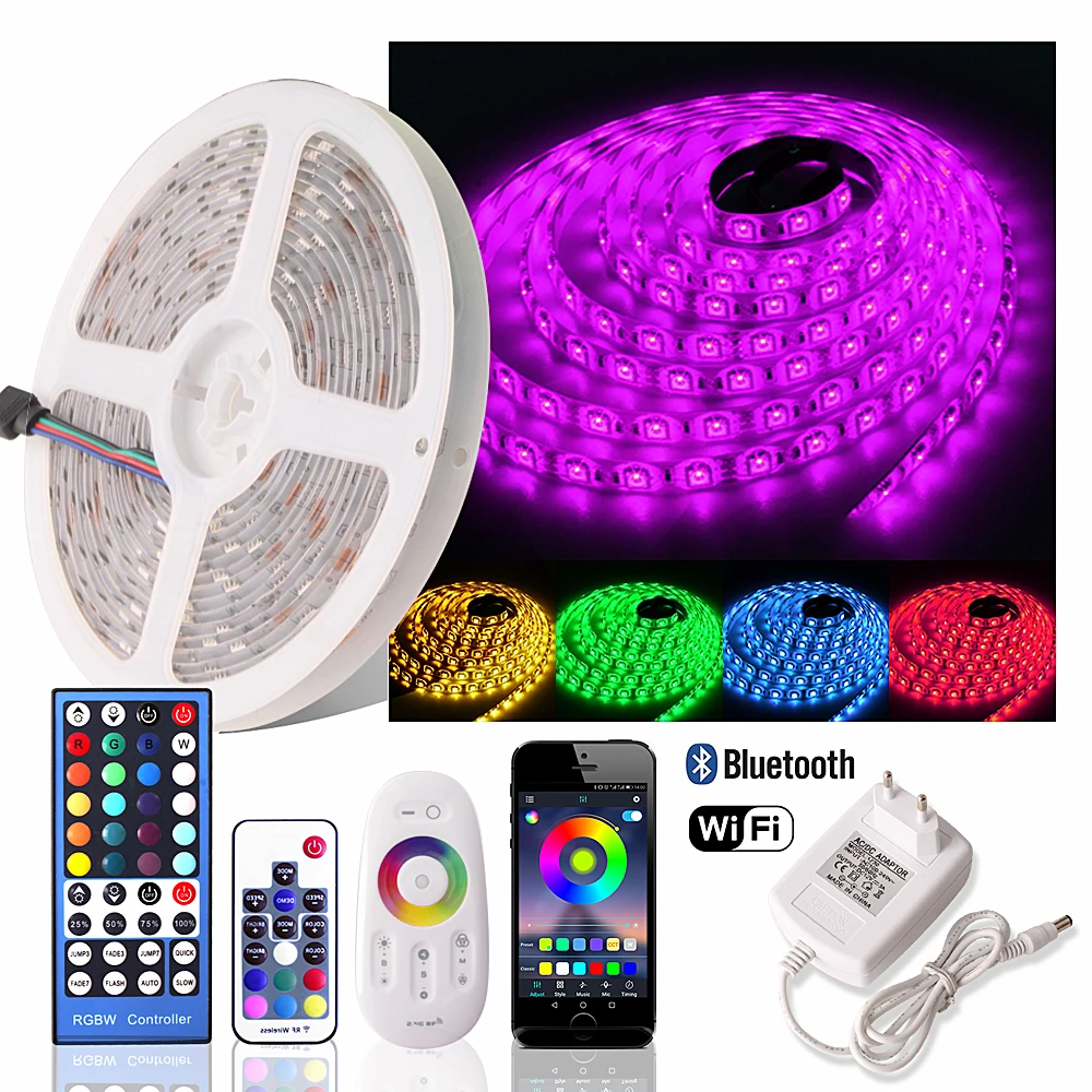 

5M SMD 5050 RGB LED Strip Waterproof 12V Fita DE Tiras LED 220v Ribbon RGB Tape Flexible Neon Light Ledstrip Lamp Wifi/Bluetooth