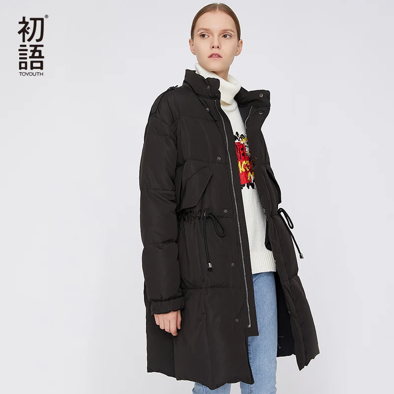 Toyouth Women Duck Down Winter Coat Warm Puffer Coat Ladies Down Filled Coat Thickening Mujer Snow Casual Outerwear