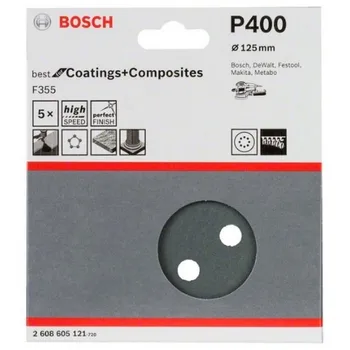 

BOSCH 2608605121 Lija Eccentric F355 125mm 8 P G400 X5