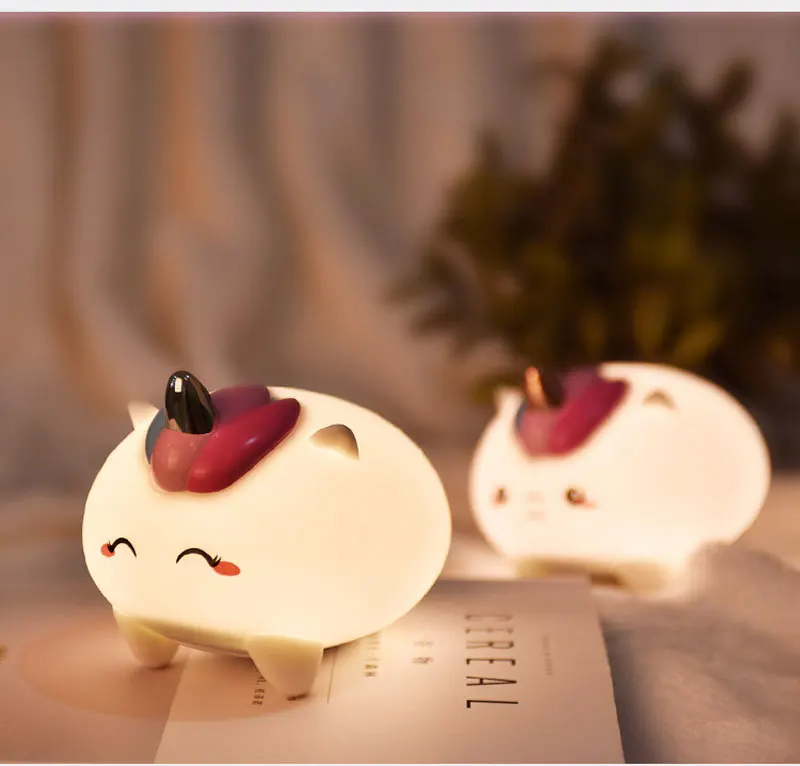 Unicorn Silicone LED Night Light Touch Sensor Baby Light Warm Lighting for Kid Bedroom Decorate Night Lamps Birthday Gift (5)