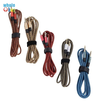 

500pcs/lot Jack 3.5mm Audio Cable Nylon Braid 3.5mm Car AUX Cable Headphone Extension Code for Phone MP3 Car Headset Speaker