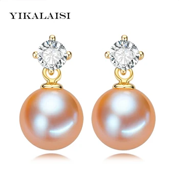 

YIKALAISI 2017 new natural freshwater 8-9 mm pearl jewelry stud earrings 925 sterling silver jewelry for women best gifts