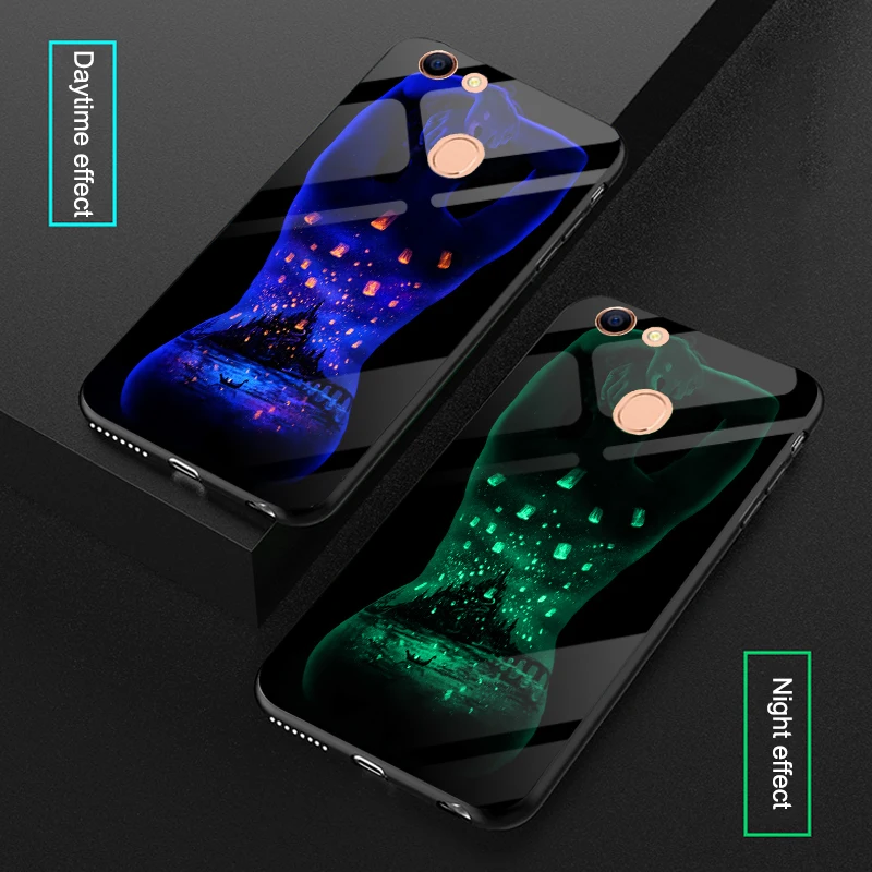 Светящиеся стеклянные чехлы с молнией для OPPO Reno A59 A71 A79 A83 A3S A7 Naked Girl чехол телефона