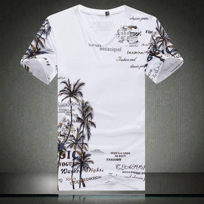 Новинка, модные летние комплекты с шортами, мужские повседневные Костюмы с принтом кокосового острова для мужчин, костюм в китайском стиле, комплекты, футболка+ штаны, 5XL - Цвет: T Shirt White