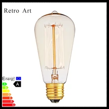 ST64 светильник Эдисона 40 Вт E27 ретро винтажный Стиль накаливания Эдисона лампы
