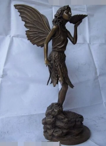 bir 007002 19 Western Art Bronze Copper Carved lovely Angel Angell Girl sculpture Statue | Дом и сад
