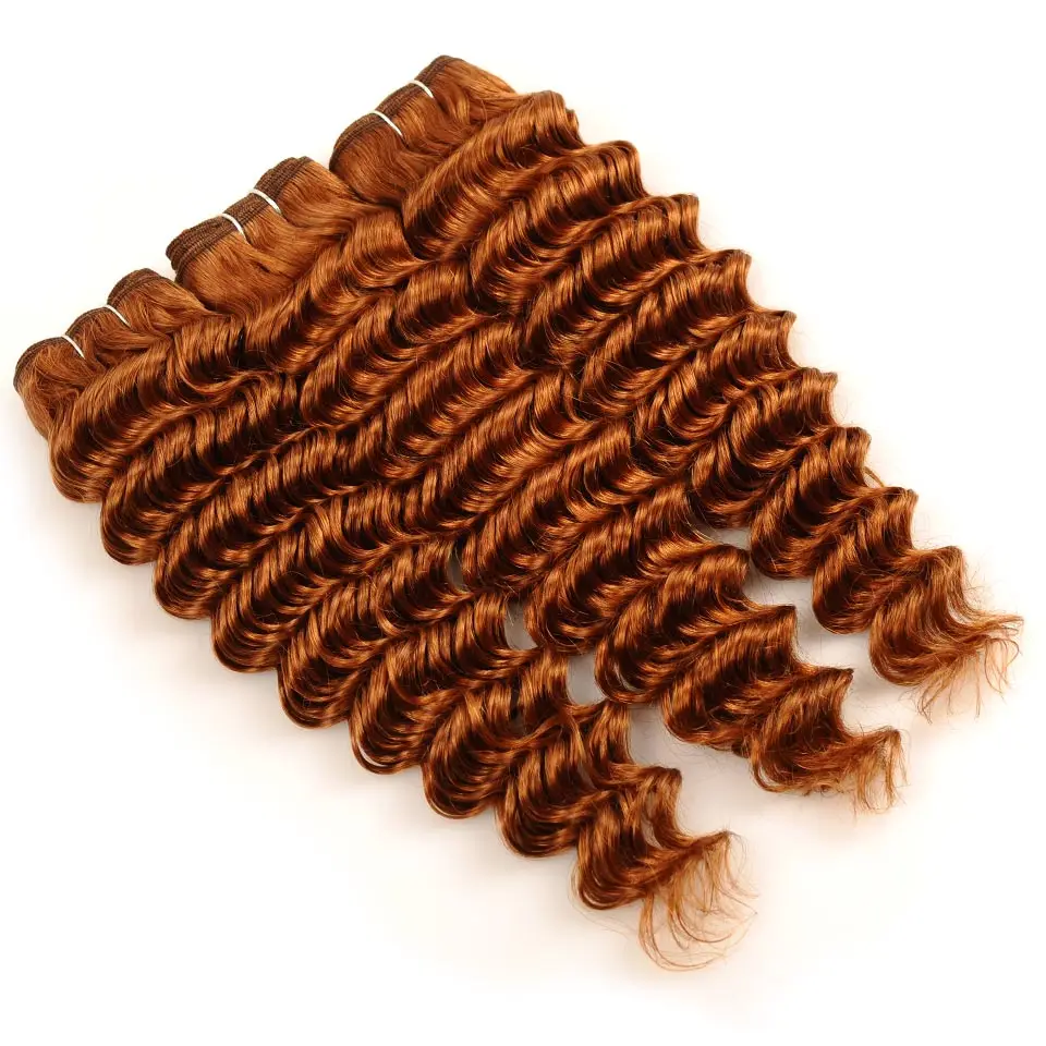 Pinshair темно-блонд Бразильские глубокие волнистые пучки с закрытием#30 предварительно цветные человеческие волосы плетение 3 пучка с закрытием не Реми