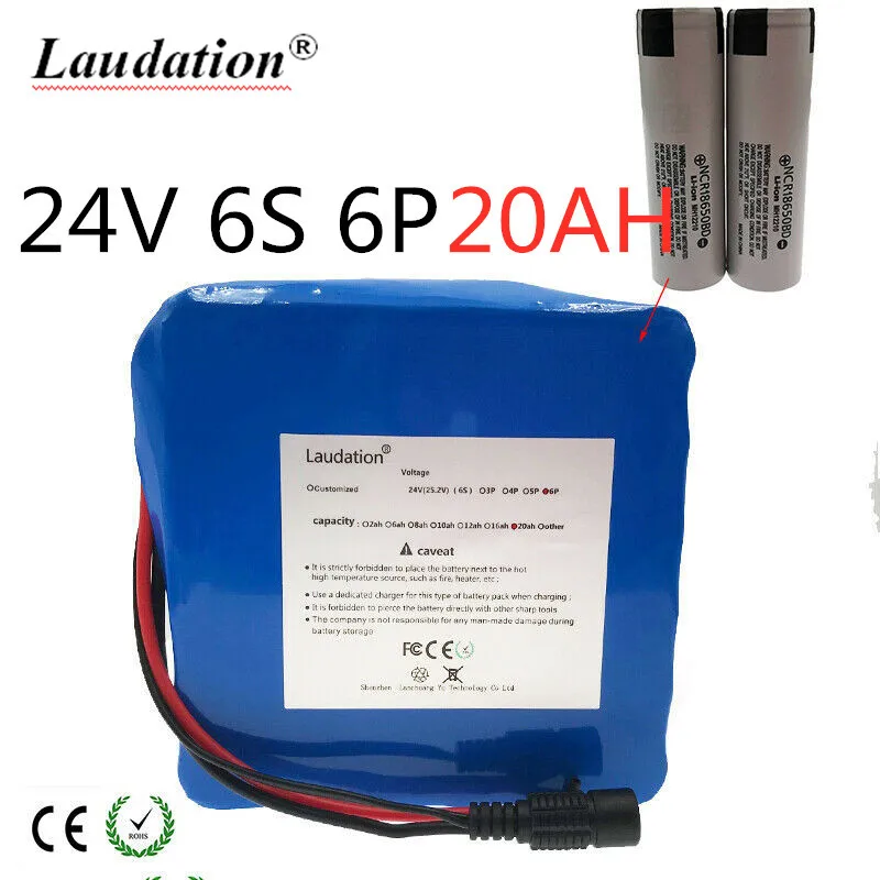 Laudation высокое качество 6S6P 24V 20Ah батарея 250W 29,4 V 20000mAh литий-ионный аккумулятор для инвалидных колясок электрический велосипед+ зарядное устройство 6SBMS