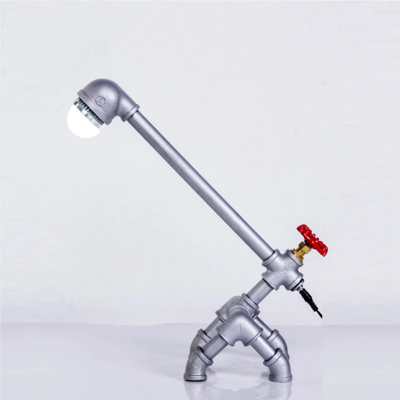 Retro Metal desk lamp Light Novely Style Antique Iron Industrial Water Pipe Tube Desk Lamp Light Led Lamp