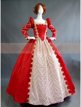 

Red Vintage Long Sleeves Victorian Dress