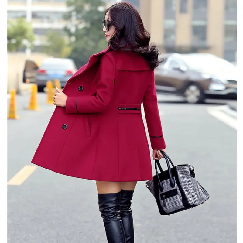 YAGENZ Blends Woolens Overcoat Female Coat Autumn Winter Coats And Jackets Women Plus size Coat Women's Wool Coats Long Tops 647