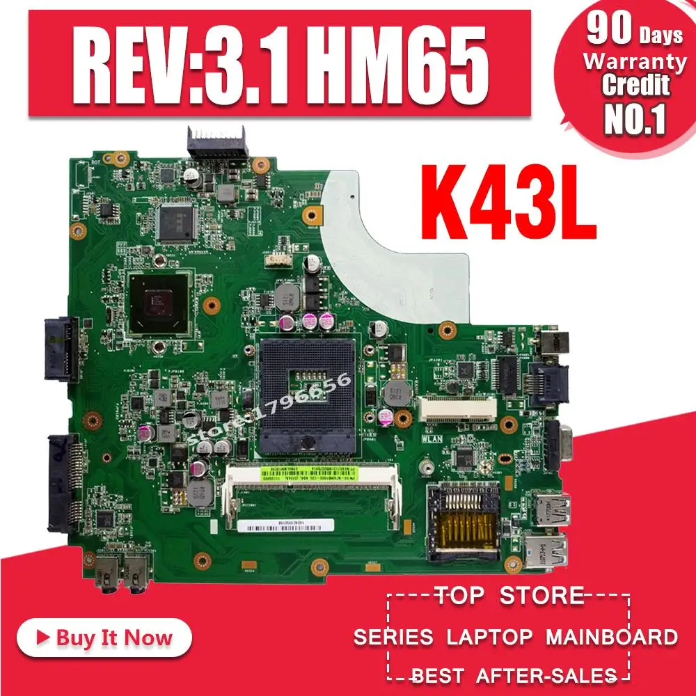 K43L материнских плат REV: 3,1 HM65 для ASUS X44H X84H K84L K43L K43LY Материнская плата ноутбука K43L материнская плата K43L Материнская плата Тест ОК