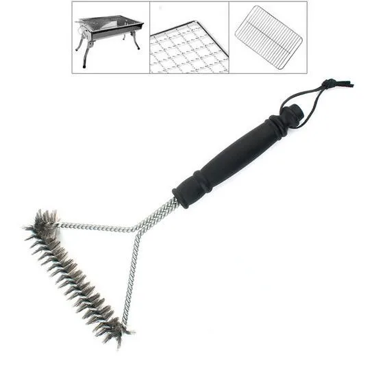 50pcs hot Non-stick Barbecue Grill BBQ Brush Stainless Steel Wire Bristles Cleaning Brushes Handle Durable Cooking BBQ Tools