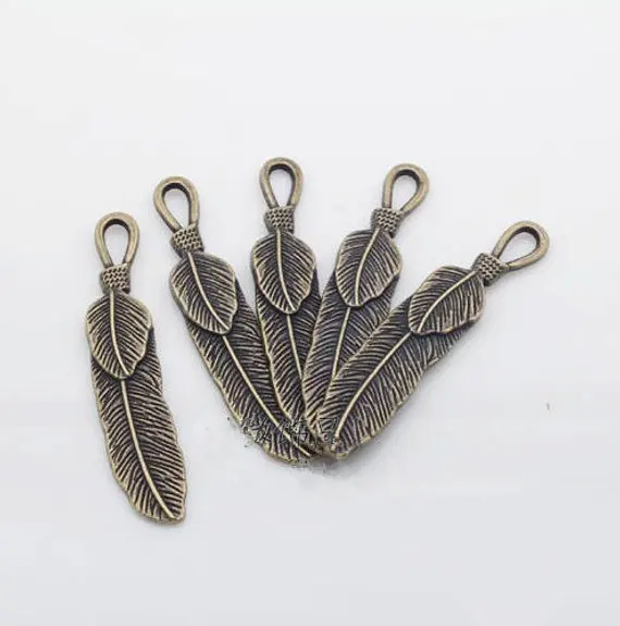 

100pcs Vintage Antique Silver tone/Antique Bronze Filigree Feather Pendant Charm/Finding,DIY Accessory Jewelry Making