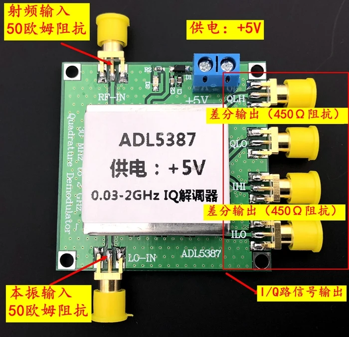 ADL5387 Wideband Квадратура I/Q демодулятор RF/IF диапазон входных частот от 30 МГц до 2 ГГц |