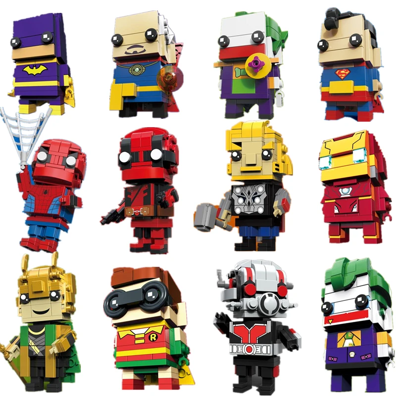 

New Brickheadz Avengers 3 Infinity War Marvel Super Hero Brick Heads Ironman Spiderman Building Bocks Headz Kid Toy With Legoing