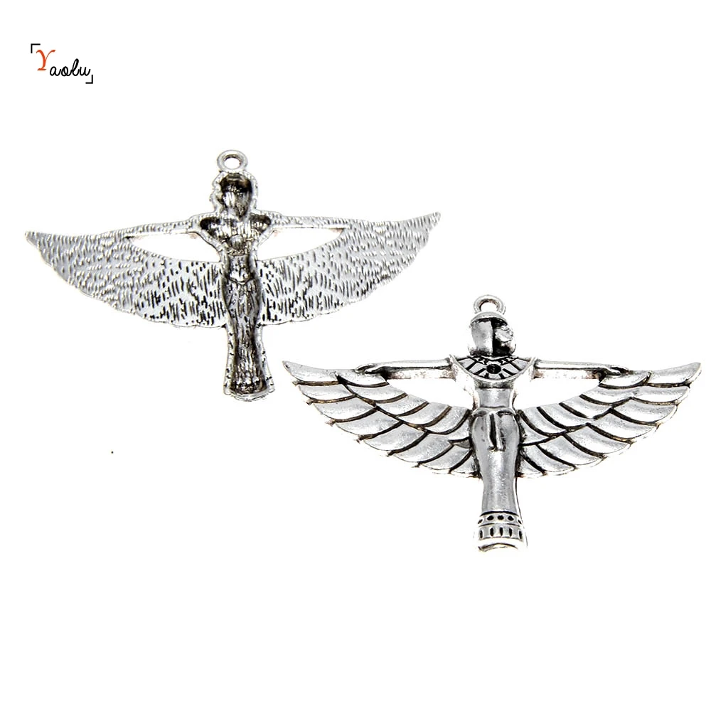

4piece/lot Isis Charm Antiqued silver Tone Egyptian Goddess Isis Charm pendants 56X42mm
