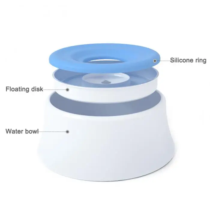 Dog Water Bowl with Floating Disk Spill Proof Anti-Overturn Anti-Dust Bowl for Dogs Cats TB Sale