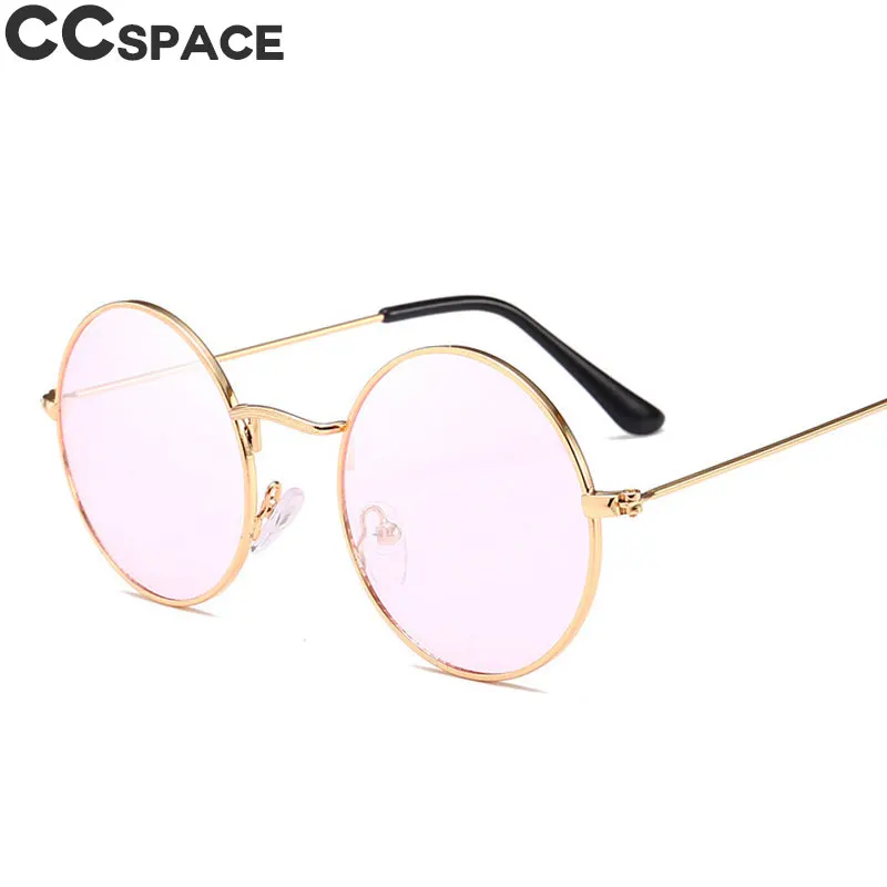 Прозрачные розовые женские круглые солнцезащитные очки океанского цвета с линзами мужские UV400 металлическая оправа круглые очки красивые аксессуары 47820 - Цвет линз: gold pink