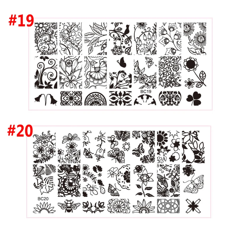 1 шт. Новая серия BC кружевные цветы дизайн ногтей изображения пластины лак печать стальная штамповка шаблон DIY Инструменты для штамповки ногтей