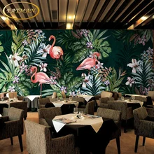 Пользовательские 3D фото обои лесной пейзаж Фламинго обои росписи украшения ресторана Чайный домик обои papel де parede
